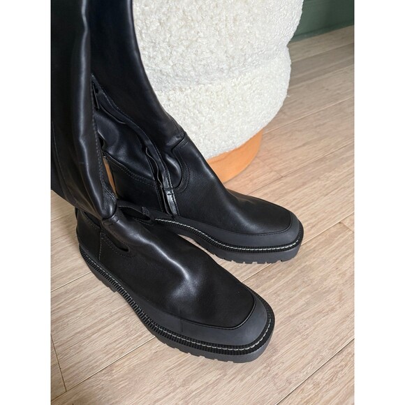 Sam Edelman Womens Black Lerue Over the Knee Boots Leather Sz 7 Lug Sole New - Picture 2 of 5